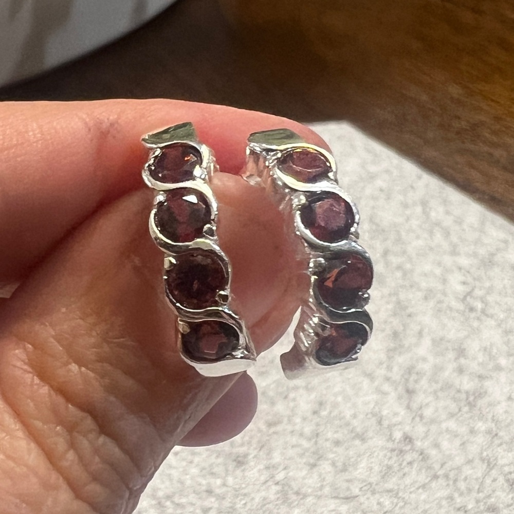 Red garnet sterling silver earrings